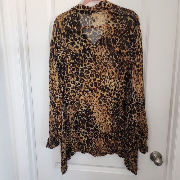 The Avenue Womens sz 26/28 Blouse Animal Print Button Front Leopard Cheetah Vtg - Picture 13 of 15